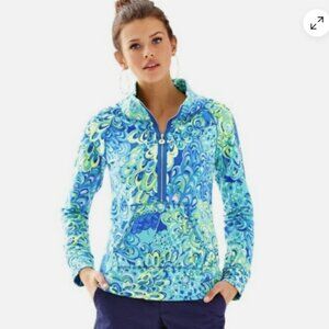 Lilly Pulitzer Skipper Popover in print Sea Blue Lilly's Lagoon size Medium